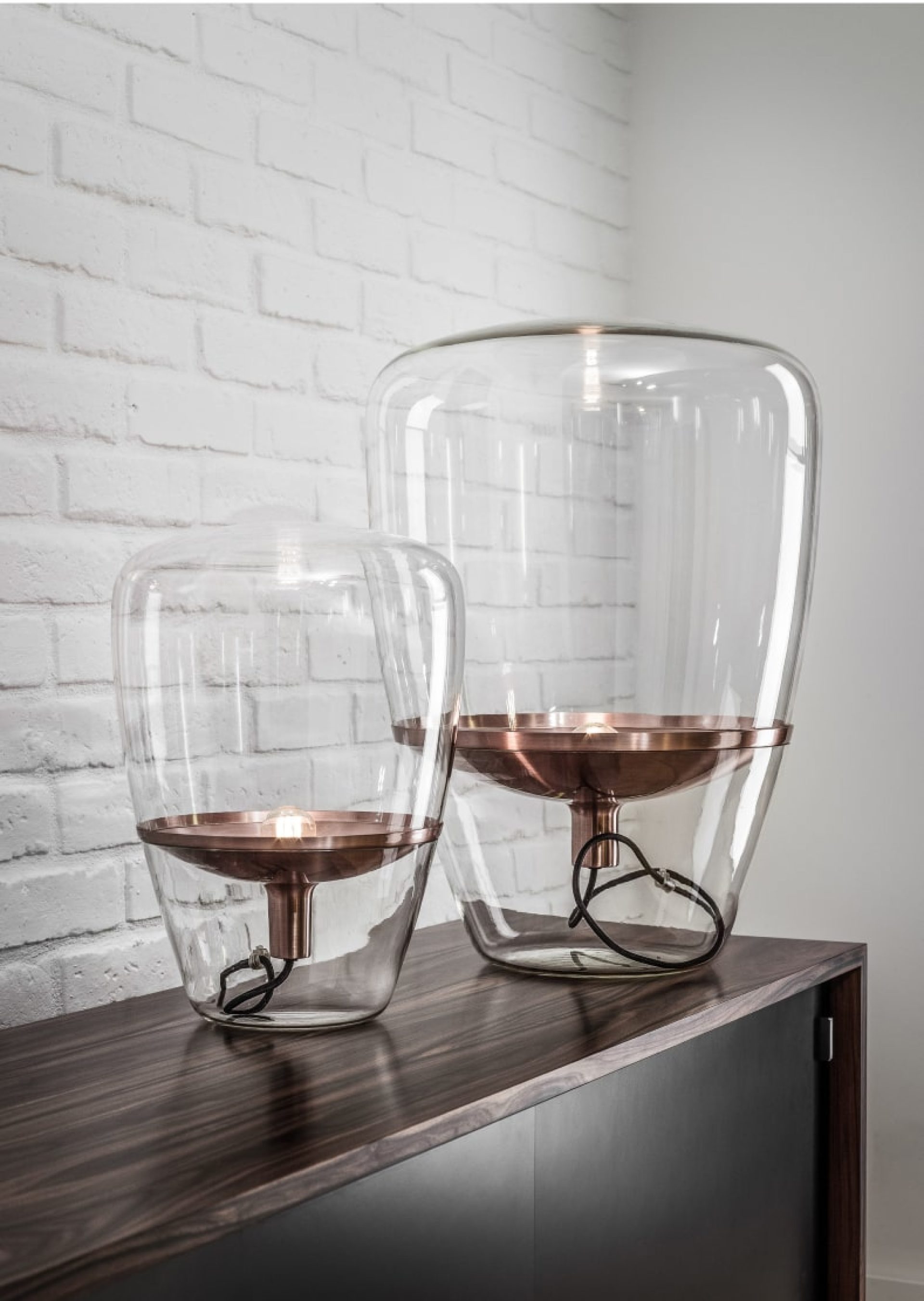 Two glass table lamps designed by Brokis