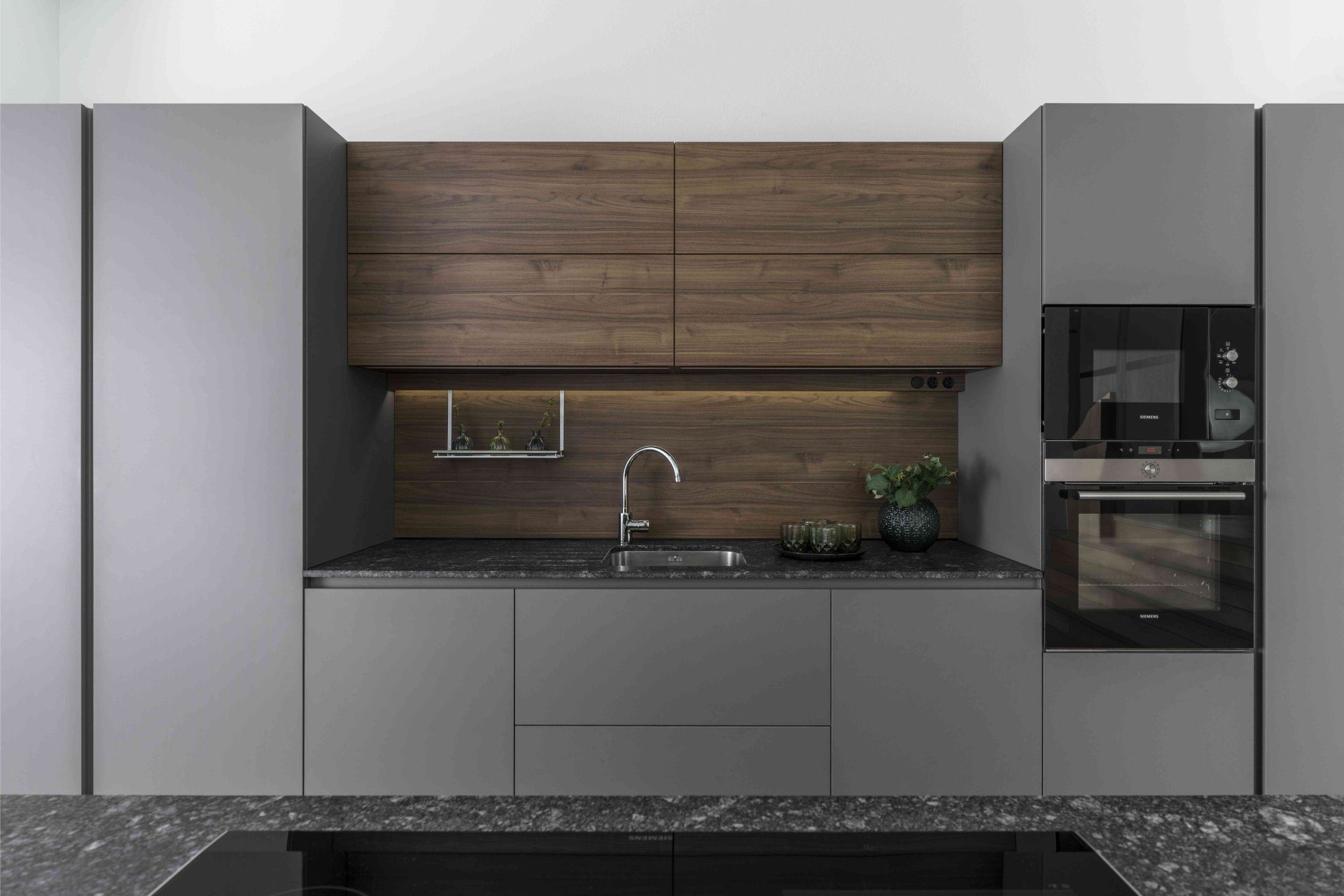 Santos kitchen with grey and wood units